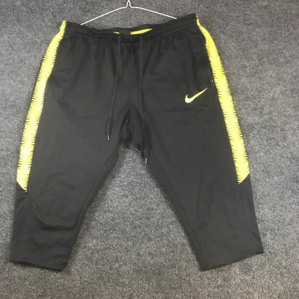 Nike Dri-Fit Athletic Training Pants Mens XL Black Good Cropped 32x17 Running